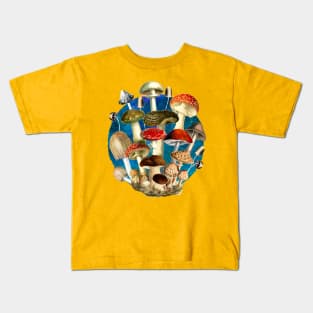 Mushroom night forest, mushroom art, mycology, cottage core aesthetic design over a Kids T-Shirt